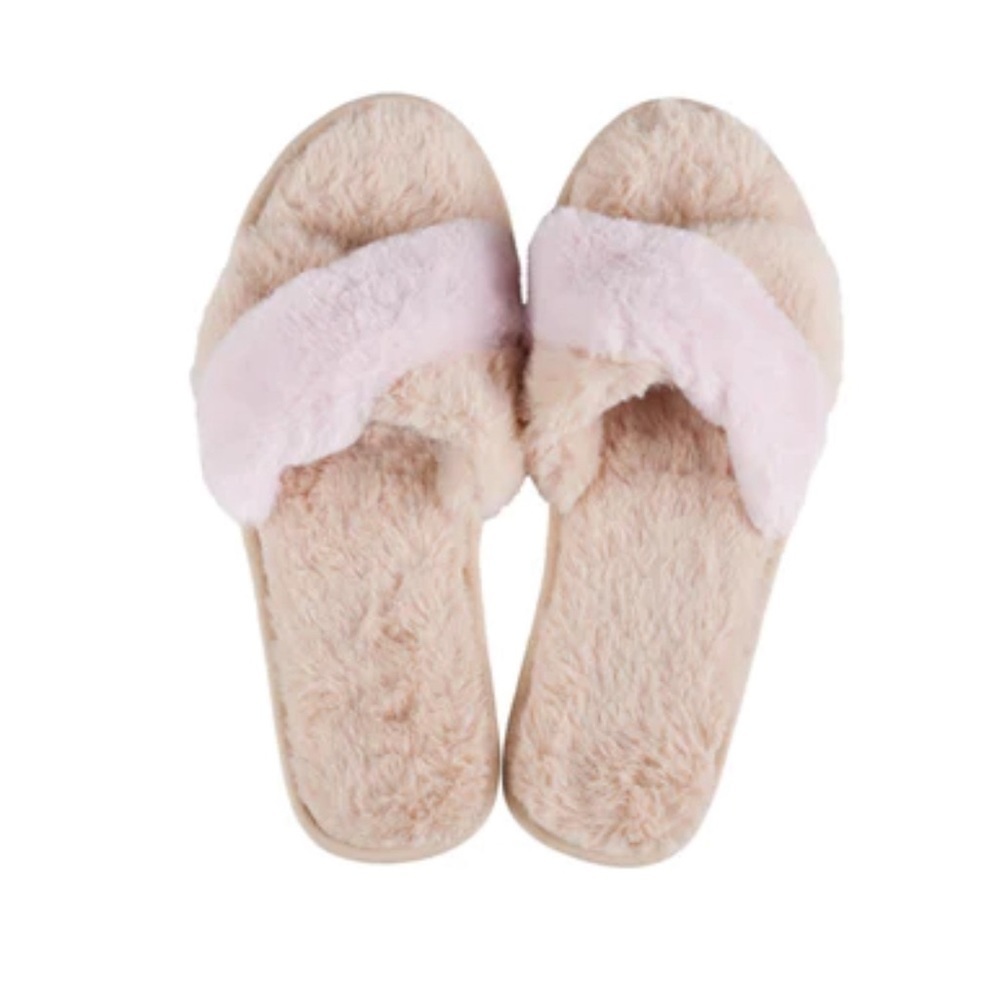 L*Space Women’s Cloud Slippers Pink & Tan Size M/L